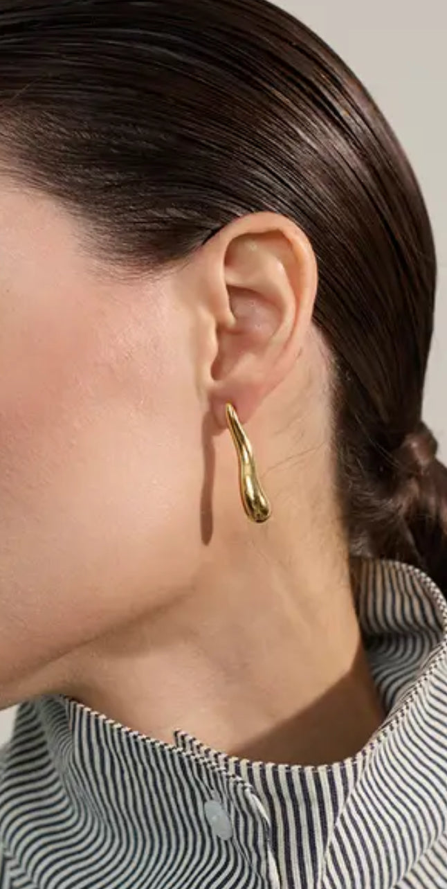 Waived Stainless Steel Gold Plated Earrings - Sednna #Brazilianproducts