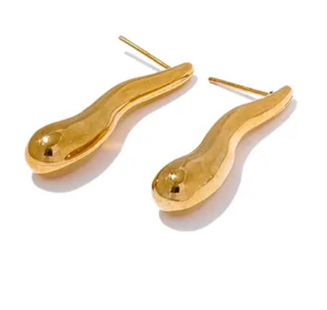 Waived Stainless Steel Gold Plated Earrings - Sednna #Brazilianproducts