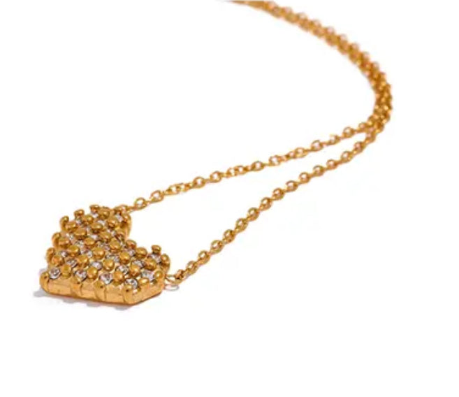 Stones Heart Stainless Steel Necklace - Sednna #Brazilianproducts
