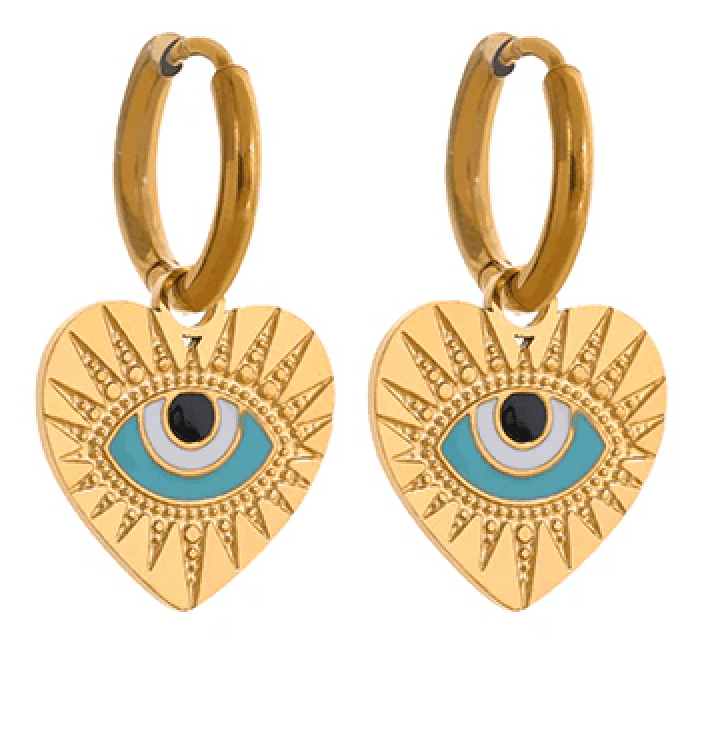 Heart Evil Eye Earrings - Sednna #Brazilianproducts