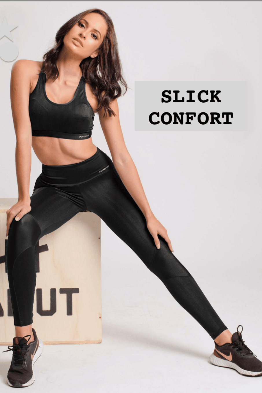 Portofit Fitness Outfits Black / Medium Abmat Crop Top and Legging Set