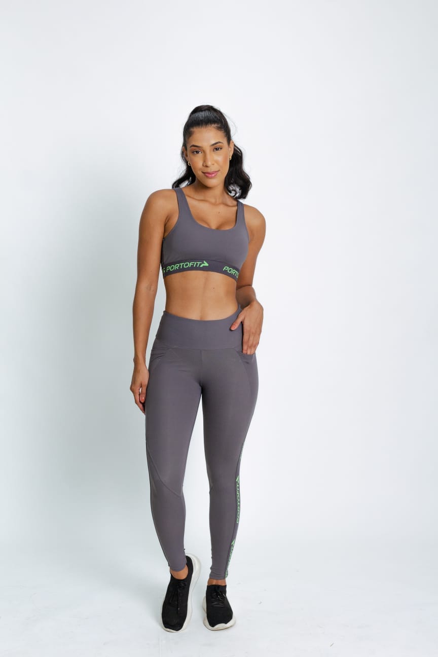 Portofit Fitness Outfits Medium / Grey Absolute Crop Top and Legging Set