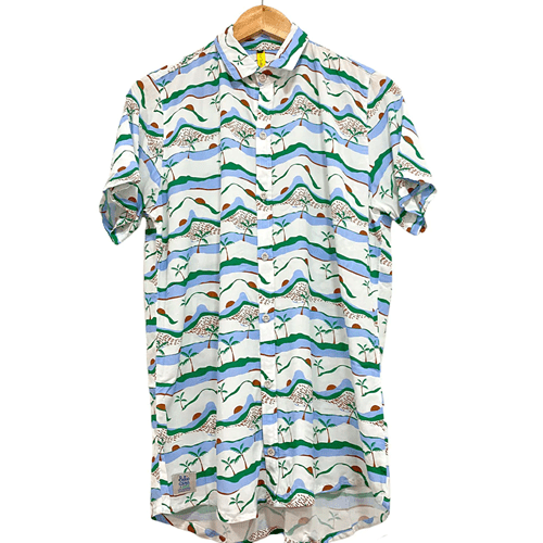 Bohioplaya Beach Shirt Small / Beige Green Coconut Coconut Trees Hawaiian Shirt