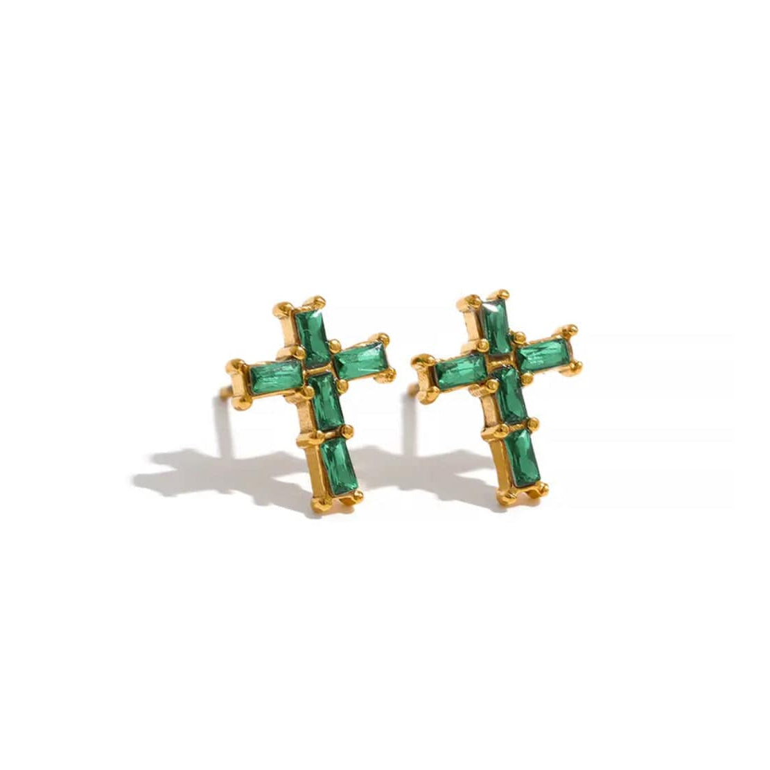 Sednna Green Cross Earrings