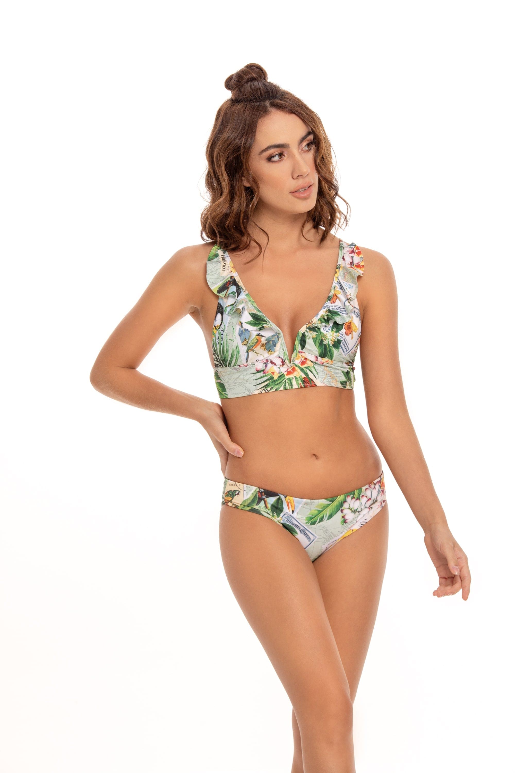 Milonga Bikinis S / Tropical Pattern Macondo Postales Halter Bikini Set