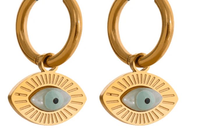 Sednna Gold Oval Evil Eye Earrings