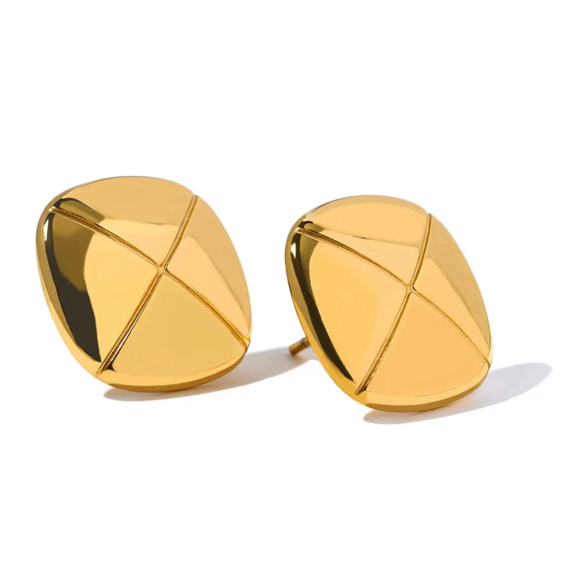 Dona Trend Jewelry Gold Squared Button Earrings