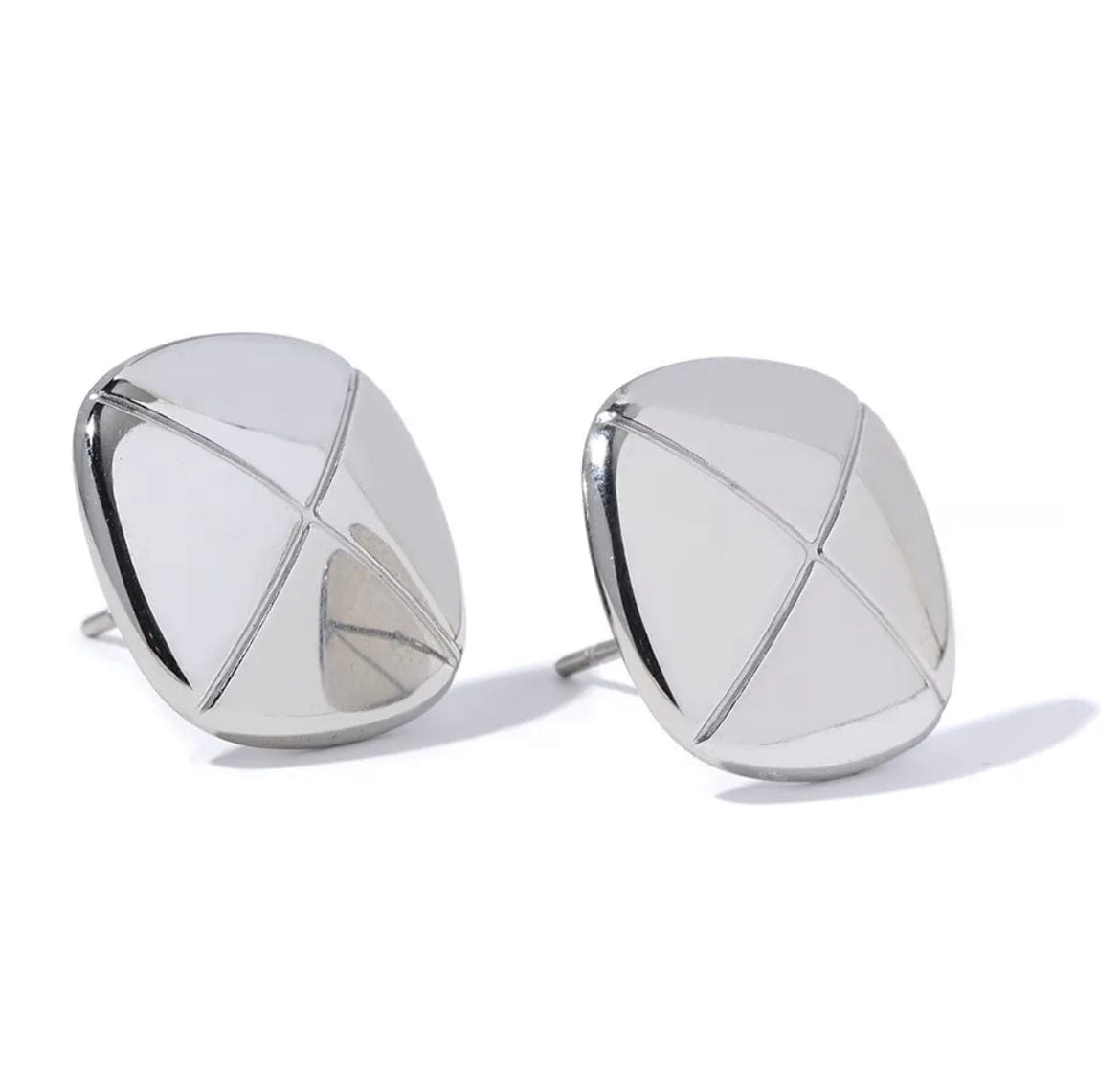 Dona Trend Jewelry Silver Squared Button Earrings
